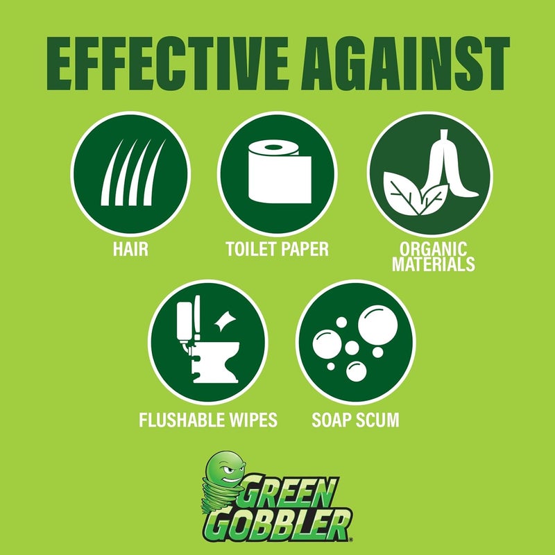 Green Gobbler Drain Opening Powder Pacs - 6.5oz, Pack of 5 with Free Hair Grabber Tools - Image 5